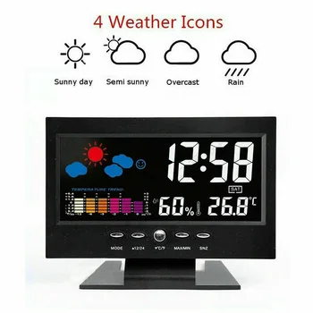 orų laikrodis spalvotas ekranas LCD skaitmeninis ekranas Termometras drėgmės matuoklis belaidis laikrodis spalvingas LCD žadintuvas kalendorius Orai