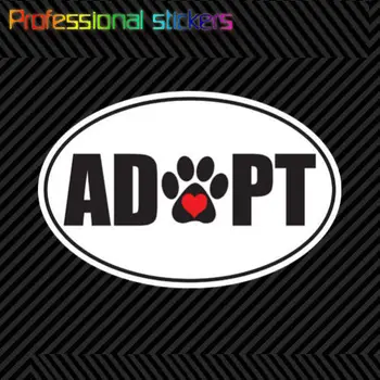 Oval Adopt Paw Lipdukas Die Cut Decal Self Adhesive Vinyl Love Rescue Canine for Car, Laptops, Motociklai, Biuro reikmenys