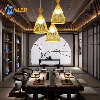 Paprastas bambuko audimo šviestuvas Laiptai Baro lango lempa Kūrybinė rotango meno šviestuvas LED krepšelio lubų šviestuvas Pritaikyta gamykla
