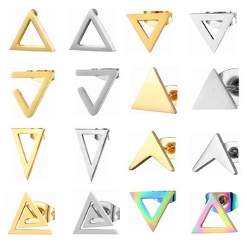 Paprasti geometriniai trikampiai auskarai moterims Paauglių nerūdijančio plieno ausų smeigės Papuošalai 12 porų Partija Papuošalai Didmeninė prekyba