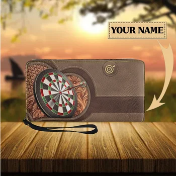 Personalized Dart Design PU Leather Wallet Custom Name Fashion Long Wristband Wallet Casual Girls Party Small Purse Clutch 2023
