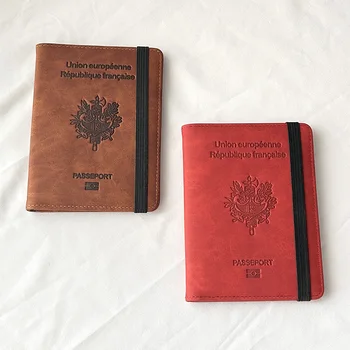 Personalizuoti Prancūzijos pasų dangteliai su pavadinimais PU odinis retro paso dangtelis Individualizuotas graviruotas kelionės paso dėklas