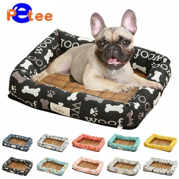 Pet Sleeping Bed Color Print Square Dog Bed Summer Washable Cat Sleep Mat for Small Medium Large Dogs Cat Cool Pets Supplies