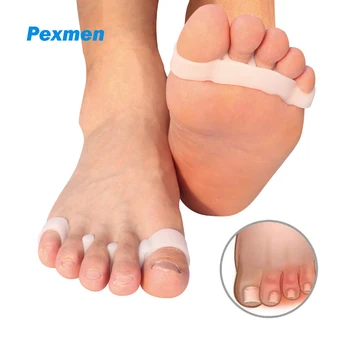 Pexmen 2Pcs gelio pirštų separatoriaus apsauga, skirta persidengiantiems plaktuko pirštams skausmo malšinimo pirštų korekcija Buniono korektoriaus pėdų priežiūros priemonė