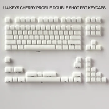 Pieno baltumo ledo permatomi klavišų dangteliai 114 Key Double Shot PBT Keycaps Cherry Profile for Cherry MX Switch Mechanical Gamer Keyboard