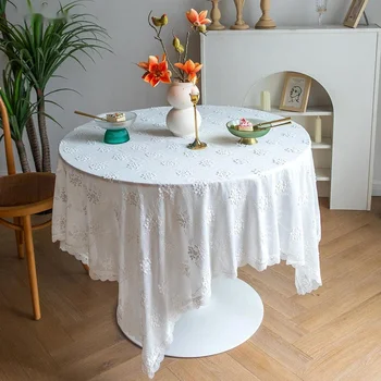 Piknikas Balta staltiesė Siuvinėta Prabangus nėrinių staltiesė Retro viršelio stalo apsauga Gimtadienis Vestuvės Namų dekoravimas