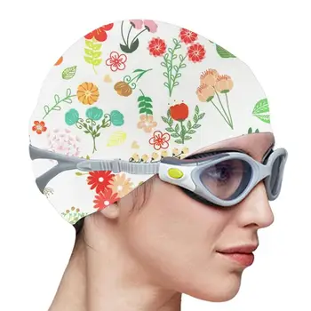 Plaukimo kepurės moterims vyrams Neperšlampamos silikoninės plaukimo kepuraitės 3D patogi patvari ausų apsauga ilgiems/trumpiems plaukams amžiams