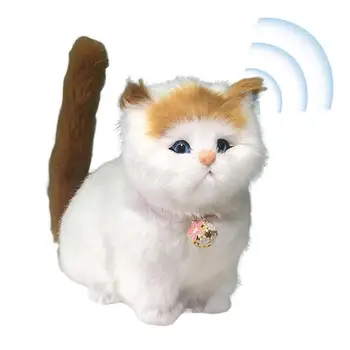 Pliušinis katės žaislas su garsu tikroviškos katės statulėlės Namų dekoras su garsu vaikams Žaislai Žavingas katės darbastalio ornamentas stalviršiui