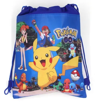 Pokemons Pikachus Cute Practical Bundle Pocket Non-Woven Didelės talpos užtraukiamas krepšys Mokyklinio krepšio dovana vaikams