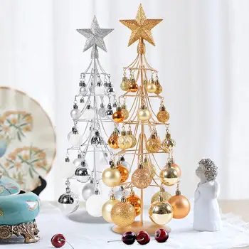 Populiari stalviršio dekoracija Karštai parduodamas metalinis geležinis rėmas, skirtas švęsti Kalėdas mini eglutės stalo dekoravimas