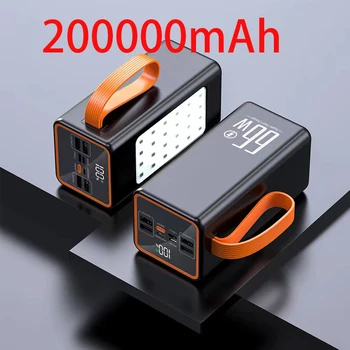 Power Bank 60000mAh 66W greitas įkrovimas Lauko išorinė baterija 4 USB išvestys Nešiojamasis 