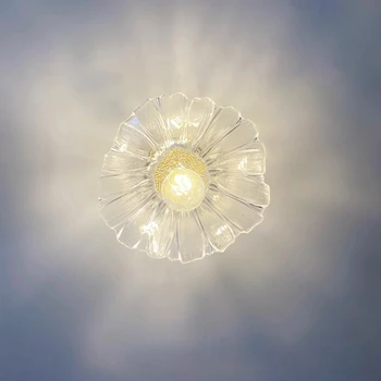 Prabangus koridoriaus dekoravimas Lubų šviestuvas Šiaurietiškos rožinės gėlės Stikliniai šviestuvai LED lemputė kambario valgomojo pakabinamai lempai