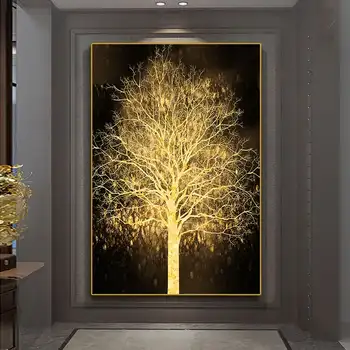 Prabangūs aukso medžio plakatai Sienų menas Drobė Tapyba Cuadros Decorativos Atspausdina paveikslėlius svetainei Namų dekoras Be rėmelio