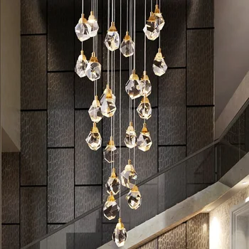 Prabangūs deimantiniai krištolo šviestuvai dideli svetainės salės šviestuvai apšviesti auksinę namų dekoravimo led krištolo lempą