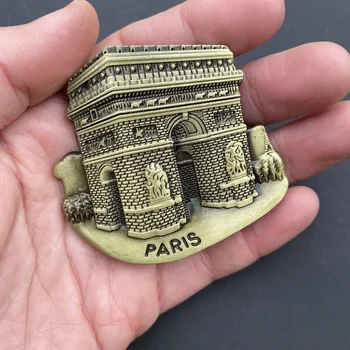 Prancūzija Paryžiaus Triumfo arka Turistinės kelionės Dovanų suvenyras 3D metalinis šaldytuvas Šaldytuvas Amatų namų dekoras