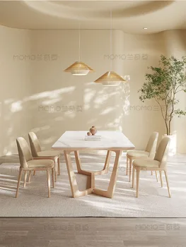 prancūziškas kreminis vėjo roko lėkštės valgomojo stalas natūralaus medžio spalvos namų ūkis mažas vienetas valgomojo stalo ir kėdės derinys