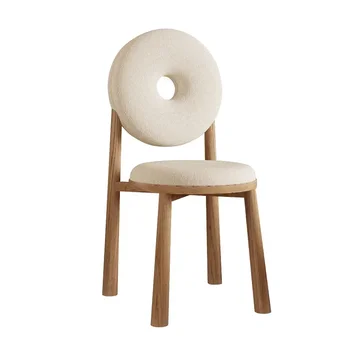prancūziškos pagalvėlės dizaino valgomojo kėdės dekoravimas baltos patalpų pliušinio audinio kėdės minkšti daugiaspalviai namų baldai