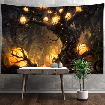 Psichodelinis noras Medis Gobelenas Siena Kabanti Bohemijos paslaptingas miškas Abstraktus miegamasis Bendrabučio namų dekoras