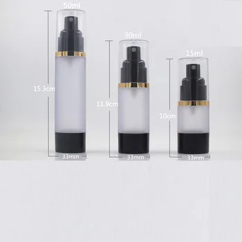 purškimo siurblys beorio buteliuko tuščias juodas matinis 15ML 30ML 50ML daugkartinis kosmetikos indas su skaidriu dangteliu beorio siurblio buteliukai