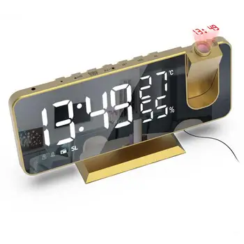 Radijo LED skaitmeninis išmanusis žadintuvas Laikrodžio stalas Elektroniniai darbalaukio laikrodžiai USB pažadinimo laikrodis su 180° laiko projekcijos snaudimu