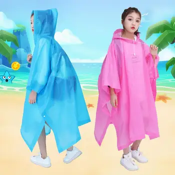 Rain Poncho Fashion Vandeniui atsparus nešiojamas ne vienkartinis kelioninis paltas vaikams Lietpaltis Unisex Solid Color EVA medžiaga
