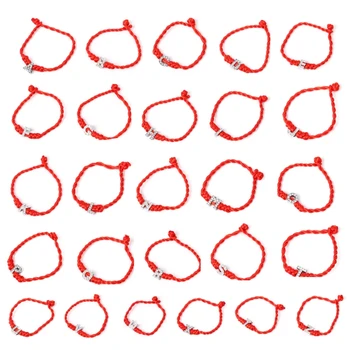 Raudona virvė 26 raidžių inicialai Apyrankė moterų porai Laiminga rankų darbo pinta K3KF