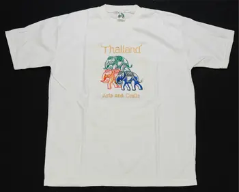 Retas VTG NICE & EASY Tailandas Menai ir amatai Dramblio marškinėliai 90s Turizmas Balta