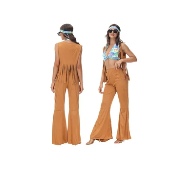 Retro 1970s Disco Rock Hippies Cosplay kostiumai Moteriška apranga Galvos juosta Karnavalo drabužiai Helovino vakarėlio kostiumas