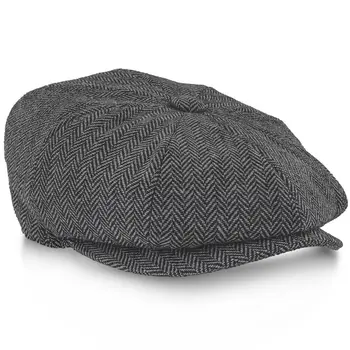 Retro Newsboy Kepurės Vyrai Aštuonkampės skrybėlės Peaky Blinders Newsboy Silkė Plokščia kepurė Britų tapytojai Skrybėlė Rudens žiemos beretės 2024