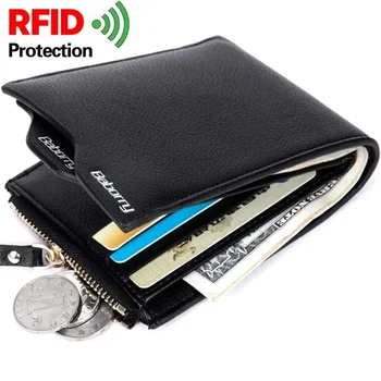 RFID vagystė Apsaugokite monetų maišelį su užtrauktuku Vyriškos piniginės su kišeniniu ID blokavimu Mini plona piniginė Automatinis iššokantis kreditinės kortelės monetų piniginė