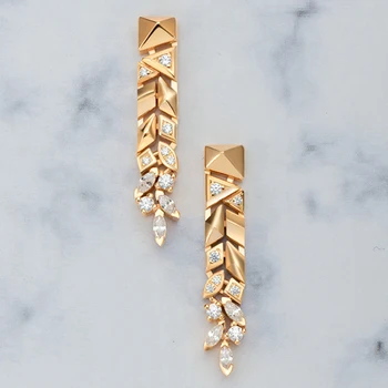 Rhinestone Kviečiai kabantys auskarai moterims auksiniai ilgo lašo auskarai skanūs elegantiški papuošalai deisgner papuošalai didmeninės prekybos daiktai