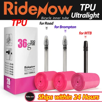 RideNow Ultralight dviračio vidinis vamzdis 700 x 18 25 28 32 Kelių MTB dviratis TPU medžiagos padanga 65mm ilgio prancūziškas vožtuvas Super Light