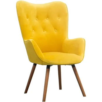 Roundhill Furniture AC155YL Doarnin Silky Velvet Tufted Button Accent kėdė, Geltona 30D x 41.5W x 26.8H in