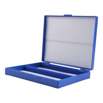 Royal Blue Plastic Rectangle Hold 100 Microslide Slide mikroskopo dėžutė