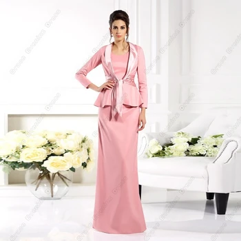 Rožinė nuotakos suknelių motina moterims pilnomis rankovėmis Undinėlė Vestuvių vakarėlio suknelės su plieduru 2024 m. vasaros naujas chalatas De Soirée 2024