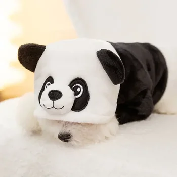 Rudens ir žiemos naminių gyvūnėlių drabužiai Linksmi kostiumai Panda dizainas Mažas ir vidutinis šuo Pliušinis kombinezonas Čihuahua Jorkšyro pudelis