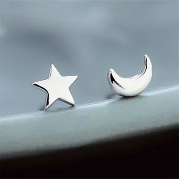 S925 Sidabrinės adatos auskarų vėrimas Star Moon Stud auskaras moterims Merginos Vakarėlis Papuošalų dovanos eh882