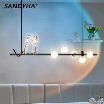 SANDYHA šviestuvai Nordic Creative Kitten Aluminium Nauja pakabinama pakabinama lempa valgomojo stalui Namų dekoro šviestuvai