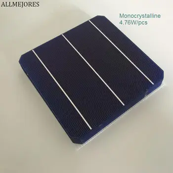 Saulės monokristalinis elementas 156mm * 156mm 4.9W didelio efektyvumo A klasės 6x6 saulės baterijų elementai 