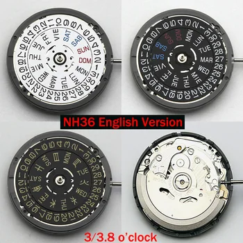 Seiko NH36 judėjimas Angliška versija Savaitės kalendorius NH36A Automatinis mechaninis judėjimas 3/3.8 Karūna, Laikrodžių remonto priedai