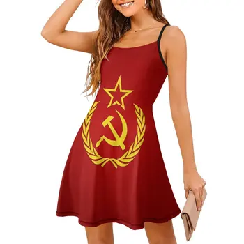 Seksuali moters suknelė Suknelė Komunistinė vėliava Tekstūruota moteriška suknelė Slingas Aukščiausios kokybės vakarėliai Juokinga naujovė