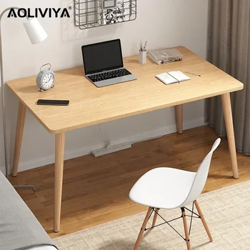 SH AOLIVIYA Desk Home Desktop Desk Study Bedroom Writing Desk Simple Office Laptop Desk Solid Wood Against The Wall Table