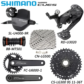 SHIMANO CUES U4000 1X9 Greitis RD-U3020/U4020 Pavarų perjungikliai MTB dviratis FC-U6000-1 Alkūninis blokas CS-LG300-9 36T/41T Kasetė LG500 grandinė
