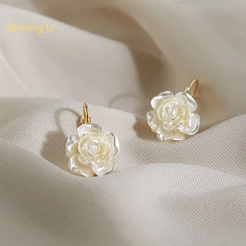 Shining U Light Luxury Camellia Dangle auskarai moterims Mados papuošalai Ruduo
