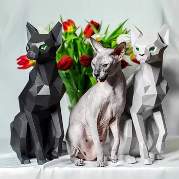 Siamo kačiukas Katė Augintinis Gyvūnas Popieriaus modelis Namų dekoras Kambario ornamentas Stalo dekoravimas Popierius 3D Pasidaryk pats Rankų darbo galvosūkiai Žaislai
