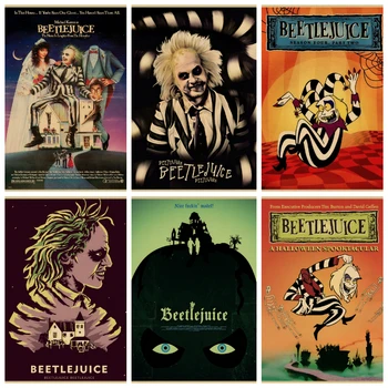 Siaubo filmas Beetlejuice Vintage Plakatas Sienų meno plakatai ir spaudiniai gyviems vaikams Kambario dekoras Drobė Tapyba Sienų dekoras Paveikslėlis