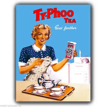 SIGN METALINĖ SIENINĖ PLOKŠTELĖ Taifūno arbata Vintage Retro plakatas spausdinti virtuvės paveikslėlį