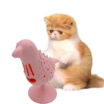 Silikoninis katės žaislas Nuobodulio reljefas Katės žaislas Paukščio forma Katės kramtomasis žaislas Siurbtuko dizainas Silikoninis žandikaulis Dantų dygimas katėms