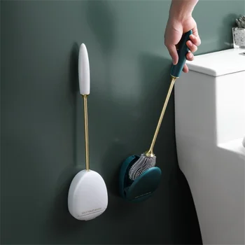 Silikoninis TPR tualeto šepetys automatinis atviras uždaryti plokščią galvą Vonios kambario priedai Sieninis sandarus pagrindas Wc Sanitarinis šepetys
