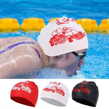 Silikoninės plaukimo kepurės Ergonomiška kinų stiliaus maudymosi kepurė Vandeniui atsparios maudymosi kepurės suaugusiems Apsaugokite plaukus maudynėms maudytis